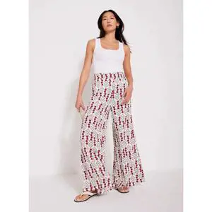 Mint Velvet Neutral Floral Print Wide Leg Trousers